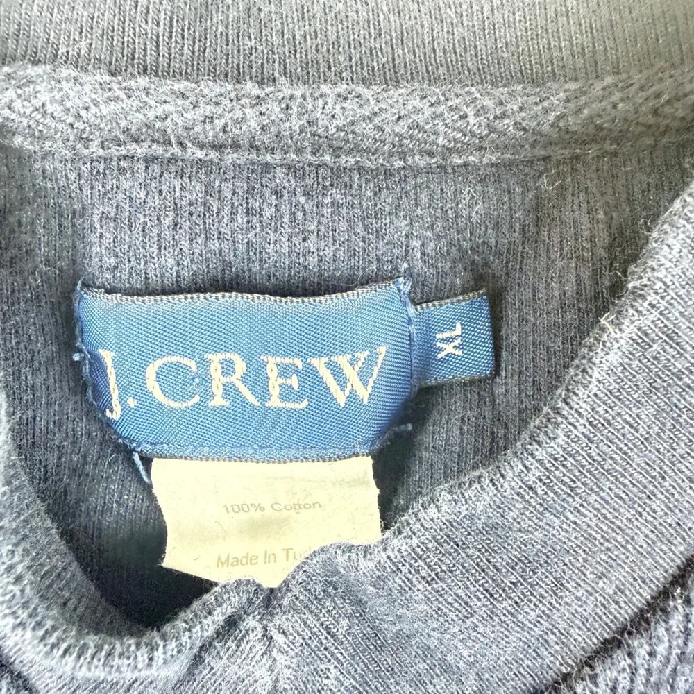J.Crew Mens XL Navy Blue Cotton V-Neck Long Sleeve Textured Pullover Sweater